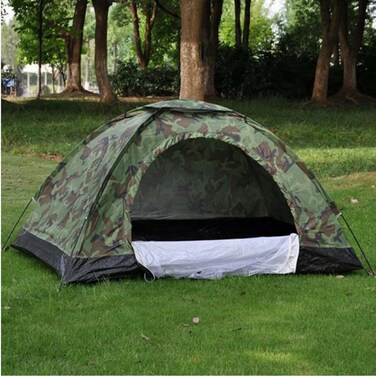 Outdoor Camouflage Tent for 2 People - Durable Single Camping &amp; Mountaineering Tent, Mosquito Net