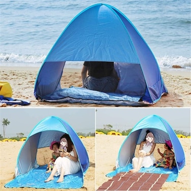 Beach Tent Easy Pop Up - 2-3 Person Portable Sun Shade Shelter, UV Protection &amp; Windproof Canopy, Lightweight Automatic Sunshade Cabana for Beach, Camping, Fishing with Carry Bag