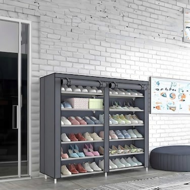 12 Tier Shoe Rack, Shoe Storage Hold up to 36 Pairs Shoes With No-woven Fabric Cover,Multi-layer Shoe Storage Cabinet 116cm X 30cm X 105cm
