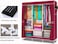 Portable Fabric Wardrobe with Hanging Rail &amp; Side Pockets &ndash; Foldable Canvas Closet Organizer for Clothes &amp; Shoes, Bedroom Storage Solution