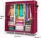 Portable Clothing Wardrobe,Fabric Wardrobe with Hanging Rail and Side Pockets, Foldable Closet for Bedroom
