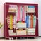 Portable Clothing Wardrobe,Fabric Wardrobe with Hanging Rail and Side Pockets, Foldable Closet for Bedroom