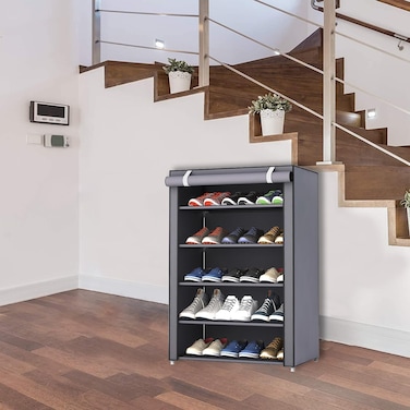 5-Tier Freestanding Shoe Rack Cabinet, Large-Capacity Shoe Storage Organizer for Entryway, Dormitory, Office &amp; Hallway -30x60x90cm