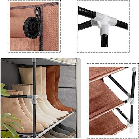 9-Tier Non-Woven Fabric Shoe Rack with Waterproof Cover, Heavy-Duty Shoe Storage Organizer for 27 Pairs, Large-Capacity Shoe Storage Organizer for Entryway, Dormitory, Office &amp; Hallway- 60x30x155cm