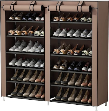 12 Tier Shoe Rack, Shoe Storage Hold up to 36 Pairs Shoes With No-woven Fabric Cover,Multi-layer Shoe Storage Cabinet 116cm X 30cm X 105cm