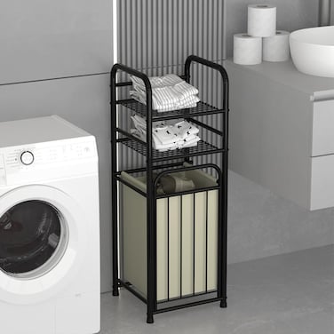 2 Compartments Freestanding Laundry Basket with Removable Waterproof Liner for Bathroom Laundry Room Bedroom