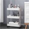 3-Tier Rolling Storage Cart &ndash; Slim Slide-Out Organizer for Bathroom, Kitchen, Laundry &amp; Narrow Spaces,White