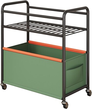 Double Layer Toy Chest with Wheels Storage Bins,Sturdy Organizer Bin for Kids' Toys, Books &amp; Nursery &ndash; Rolling Chest for Playroom, Bedroom &amp; Kindergarten
