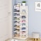8-Layer Fishbone Wooden Shoe Rack Entry Storage Rack With Storage Drawer, Independent Shoe Compartment, White