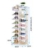 8-Layer Fishbone Wooden Shoe Rack Entry Storage Rack With Storage Drawer, Independent Shoe Compartment, White