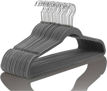 100-Piece Non-Slip Velvet Cloth Hanger Set Grey