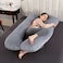 Comfort Pregnancy Maternity Body Support-Nursing U Shape Pillow Velvet Grey