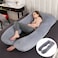 Comfort Pregnancy Maternity Body Support-Nursing U Shape Pillow Velvet Grey
