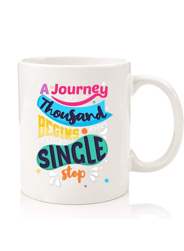Premium Quality Two Sided Printed Coffee Mug Tea Cup For Home Office, Kids Men Women a journey of thousands