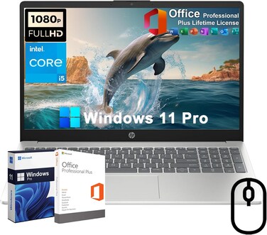 HP 15.6&quot; FHD Business Laptop, with Office Lifetime License &amp; Windows 11 Pro, 12th Gen Intel Core i5-1235U (Up to 4.4 GHz), 32GB RAM, 1TB PCIe SSD, Numeric Keypad, Wi-Fi 6, BT 5.3, w/Lanbertent Mouse

