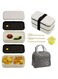 Double layer Bento Lunch Bo with cutlery, cooler bag, dip Sauce Container, suitable for children and adults for school, work, travel and picnic (White)