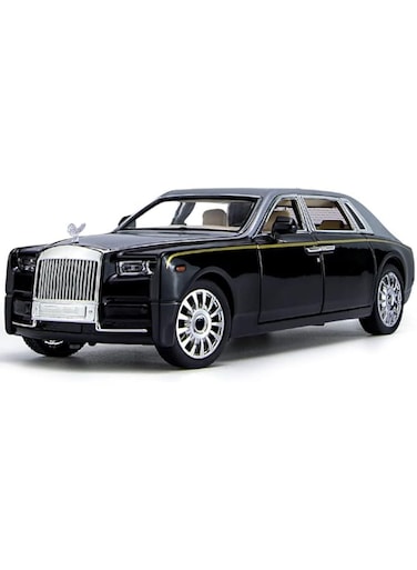 EROCK Upgrade Version -Exquisite car Model 1/24 Rolls-Royce Phantom Model Car,Zinc Alloy Pull Back Toy car with Sound and Light for Kids Boy Girl Gift. (Silver-Black)