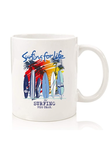 Premium Quality Two Sided Printed Coffee Mug Tea Cup For Home Office, Kids Men Women Surfing for life