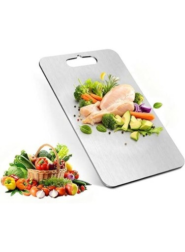 304 Stainless Steel Cutting Board for Kitchen,Meat,Fruit,Pastry,Pizza,Cheese,Vegetable Metal Cutting Board,Double-Sided for Versatile Food Prep, Gentle on Knives, Stain meat Cutting Board For Anti-skid Double Side,Dough Board&iuml;&frac14;&circ;39 * 28cm&iuml;&frac14;&permil;
