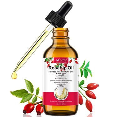 Rosehip Oil for Face, Rose Hip Oil Organic Rosehip Seed Oil 100% Pure Cold Pressed for Anti-Aging, Nourishing Hair Care, Face &amp; Skin (2.02 Fl Oz)