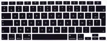 EU/UK Layout Frencch (AZERTY) Language Silicone Keyboard Cover Skin For MacBook Air 13" 2020 With Touch ID Model:- A2179/A2337 M1 Chip, Keyboard Accessories" Black