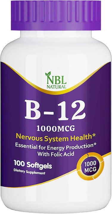 NBL Natural 1000 mcg Nervous System Health Vitamin B12 Supplement, 100-Softgels