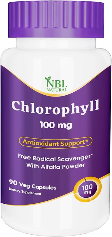 NBL Natural, Chlorophyll 100 mg with Alfalfa Powder, Green Superfood, 90 Veg Capsules