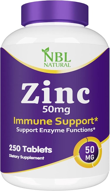 NBL NATURAL Zinc Gluconate 50mg, Supports Wellness, Immune System, and Reproductive Health, 250 Tablets