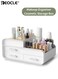 Makeup Organiser Cosmetic Storage Box Plastic Cosmetics Holder with 3 Small Drawers Vanity Cosmetic Stand Containers for Beauty Skincare Jewellery Ideal for Dressing Table
