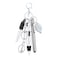 Multifunctional Nurse Ballpoint Pen Set with Flashlight Foldable Scissors Keychain(Silver with White Buckle)