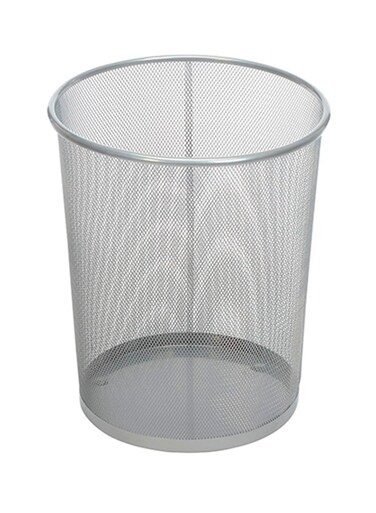 Time Portable Waste Paper Trash Can Basket Silver 17.5 x 23.5cm