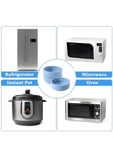 Silicone Air Fryer Egg Mold, 3 Pcs Reusable Nonstick Egg Bites Pan with Lid, Sous Vide Egg Bite Maker, Alternative to Microwave Egg Cooker, Dishwasher Safe, BPA Free, Air Fryer Accessories, Blue