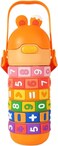 Twisoo Stainless Steel Kids Math Learning Water Bottle with Straw &amp; Strap Double Wall Vacuum Insulated Educational, Fun and Learning Water Bottle for Kids, Girls and Boys Leak Proof 430ml (Orange)
