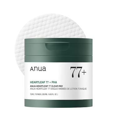 ANUAHeartleaf 77 Toner Pad 70 Sheets, PHA Dead Skin Care Low pH Daily Toner Pad exfoliating