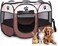 Fabric Pet Play Pen, Foldable Pet Playpen, Portable Dog Cat Rabbit Pig Puppy Playpen, Collapsible pet Kennel Cage, Sturdy pet Tent, Pet Breeding Room, Pet Playground Indoor/Outdoor(L, Brown)