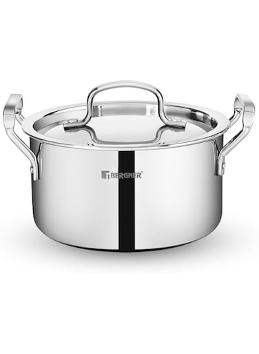 Bergner Tripro Triply 22 cm Casserole, 2.8 L Capacity, Stainless Steel Lid, For Biryani/Pulao/Halwa/
