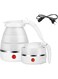 ELTERAZONE Foldable Portable Electric Kettle, Travel Folding Fast Boiling Small Electric Kettle， Food Grade Silicone， 110V-220V 600ML for Travel&amp;Camping and Home&amp;Office Use (White)