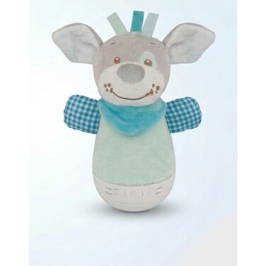 Funmuch Tumbler Baby Soother &ndash; Plush Musical Dog Toy with Soft Glow Night Light, Calming Melodies &amp; Wobble Action, Washable Newborn Sensory Toy for 0 Months+