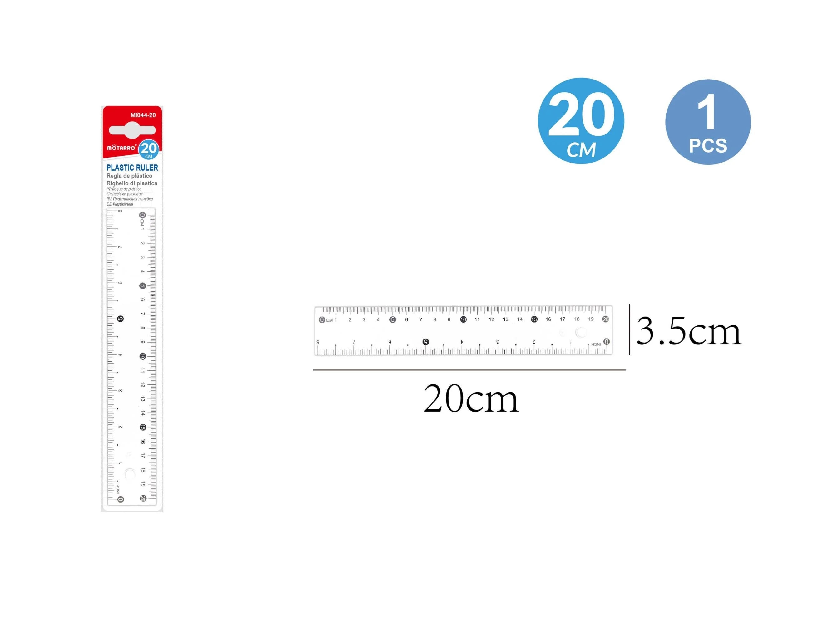 Buy MOTARRO 20cm Transparent Plastic Ruler MI044-20 – Clear, Easy-to ...