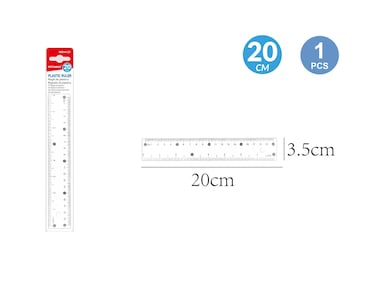 MOTARRO 20cm Transparent Plastic Ruler MI044-20 &ndash; Clear, Easy-to-Read Straight Student Ruler for School, Office &amp; Craft Use