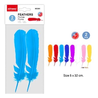 MOTARRO 2PCS Craft Feathers Set ME091 &ndash; Natural &amp; Dyed Feathers for DIY Art Projects, School Crafts, Home D&eacute;cor &amp; Costume Making