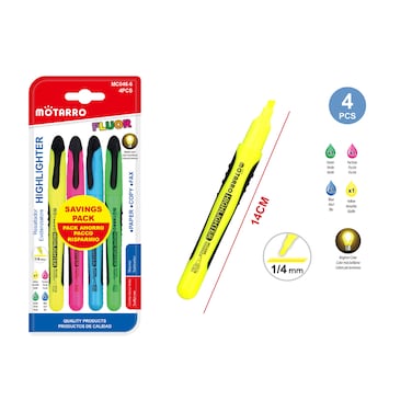 MOTARRO 4PCS Highlighter Set MC046-6 &ndash;  Manga Marker Pens for Note-Taking, Lettering, and School Stationery Supplies