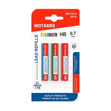 MOTARRO 0.7mm HB Mechanical Pencil Lead Refills &ndash; 3 Tubes x 15 Leads (45 Total) MC030-6 &ndash; Smooth Writing, Drawing &amp; Sketching