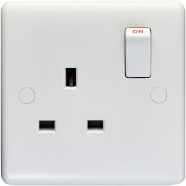 Litex 13A 1-Gang Switched Socket, Single Pole &ndash; Durable Electrical Wall Socket for Home/Office