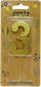 Italo Number 3 Glitter Dipped Birthday Candle, Gold