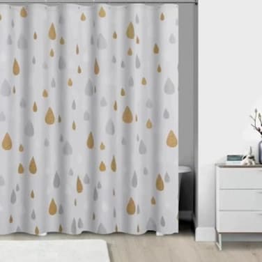 AL ARQAM Shower Curtain for Bathroom 178x183CM with 12 PCS Plastic Hooks