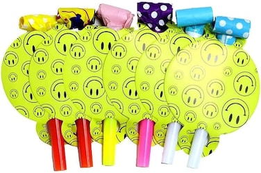 Italo Birthday Party Smiley Theme Noisemaking Whistle Horn Blowers 6 Piece Pack
