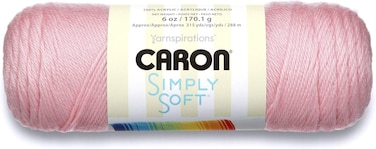 Caron Simply Soft Solids Yarn Medium Gauge 100% Acrylic - 6 oz - Soft Pink - Machine Wash &amp; Dry