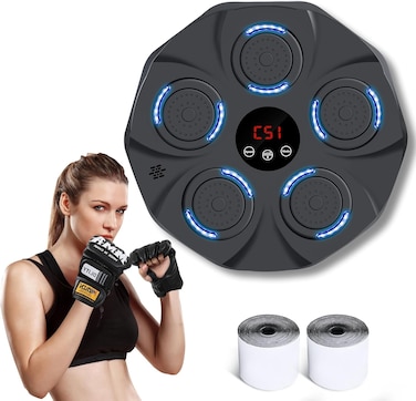 YALLABUYIT Music Boxing Machine with Boxing Gloves, Wall Mounted Smart Bluetooth Boxing Machine, Music Boxing Target Workout Punching Equipment for Home Gym