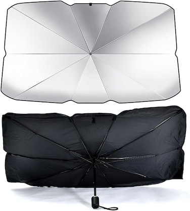 YALLABUYIT Car Front Windshield Sunshade Umbrella, Uv Protection &amp; Heat Insulation Foldable Sun Shade Sun Visor, Full Cover Sun Shade For Most Vehicles, 140 * 79CM